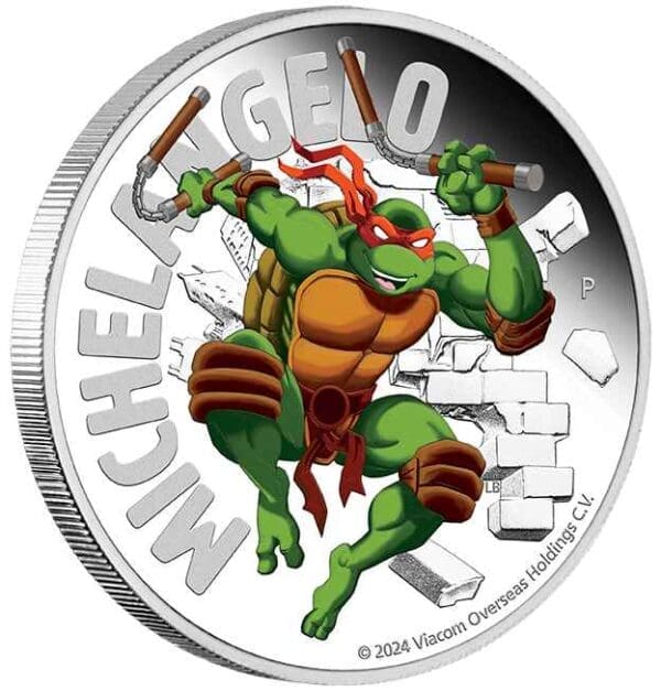 2024 $1 Michaelangelo TMNT 1oz Silver Proof Coloured Coin