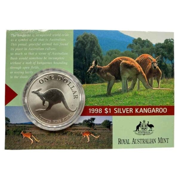 1998 $1 Kangaroo Series 1oz Silver Frosted UNC Coin