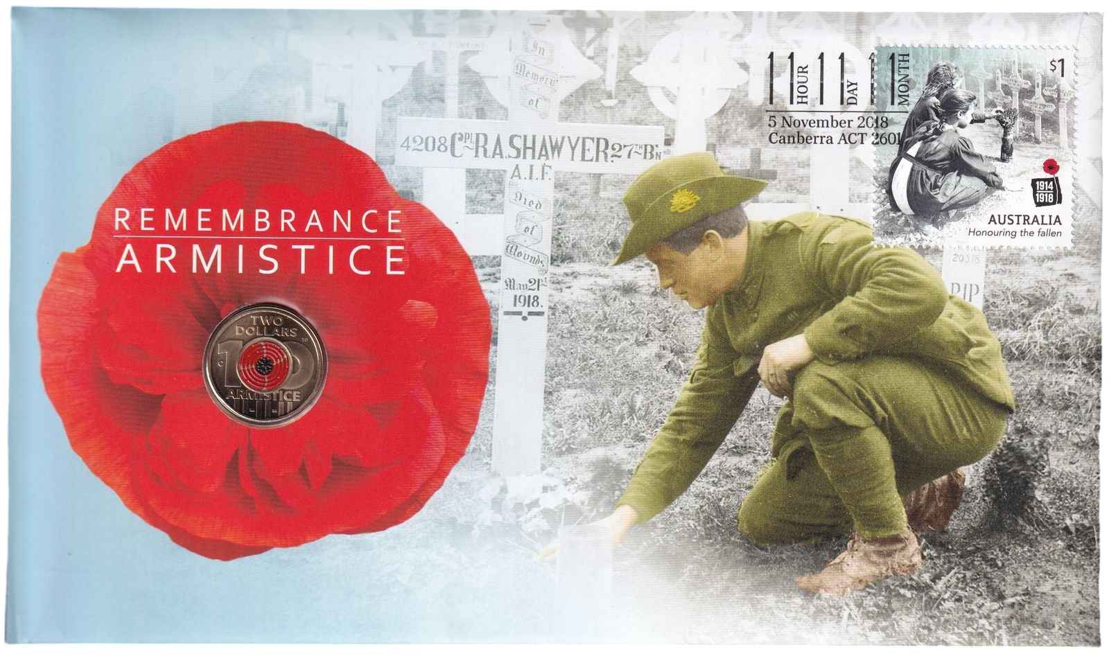 2018 $2 Armistice Remembrance Day C Mintmark Coloured PNC