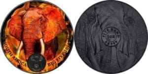 2019 Burning Elephant 1oz Silver Coloured Ruthenium South Africa Coin