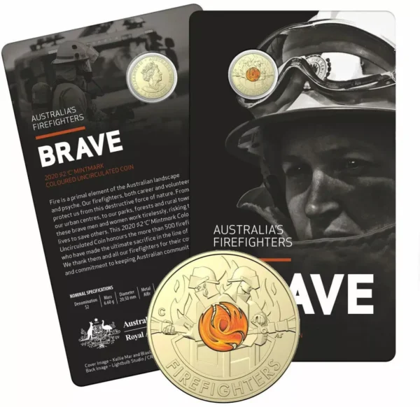 2020 $2 Australia's Firefighters C Mint Mark Coin On Card