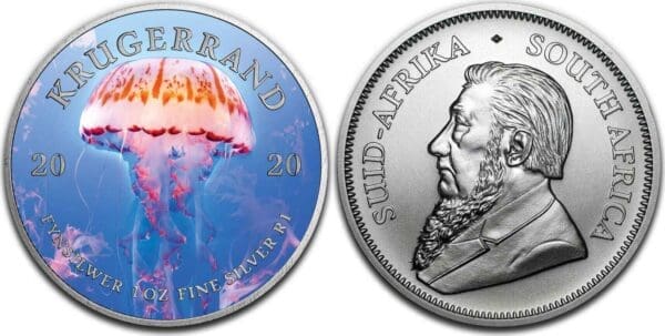 2020 Jellyfish - Ocean Giants 1oz Silver Coloured Krugerrand Coin