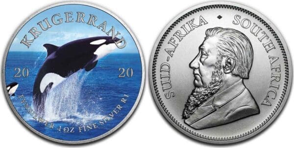 2020 Killer Whale - Ocean Giants 1oz Silver Coloured Krugerrand Coin