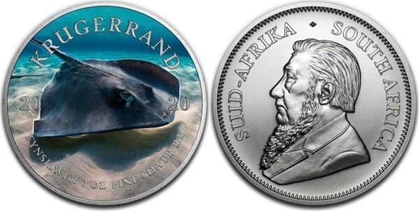 2020 Stingray - Ocean Giants 1oz Silver Coloured Krugerrand Coin