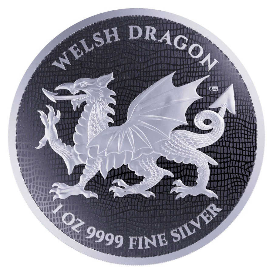 2022 $2 Welsh Dragon - Heraldic Series 1oz .9999 Silver Niue Coin