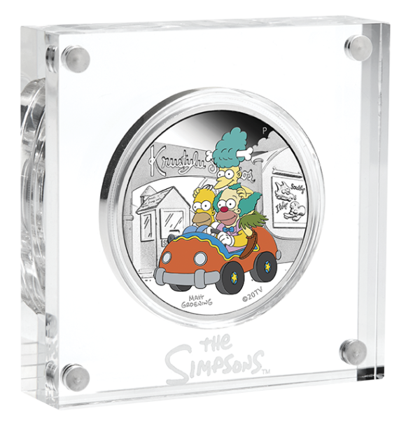 2022 $1 The Simpsons - Krusty Lu Studios 1oz Silver Proof Coloured Tuvalu Coin