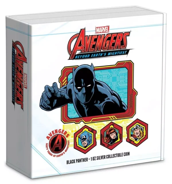 2023 $2 Marvel Avengers 60th Ann. Black Panther 1oz Silver Colorized Proof Coin - Image 3