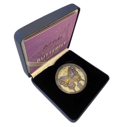 2023 Libertad Butterfly Art 1oz Silver Color & Ruthenium Plated Coin - Image 3