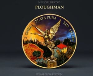 2023 Libertad Van Gogh Ploughman Steampunk Edition 1oz Gilt Colorized Coin