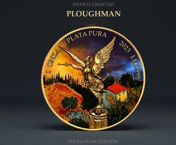 2023 Libertad Van Gogh Ploughman Steampunk Edition 1oz Gilt Colorized Coin