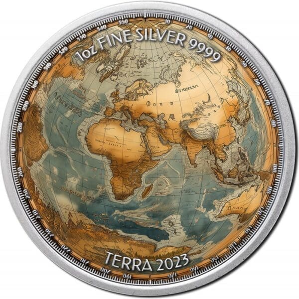 2023 Map Of The Earth 1oz $2 Silver Coin