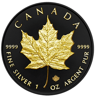 2024 $5 Canada Maple Leaf Charles III Gold & Black Platinum 1oz Silver Coin