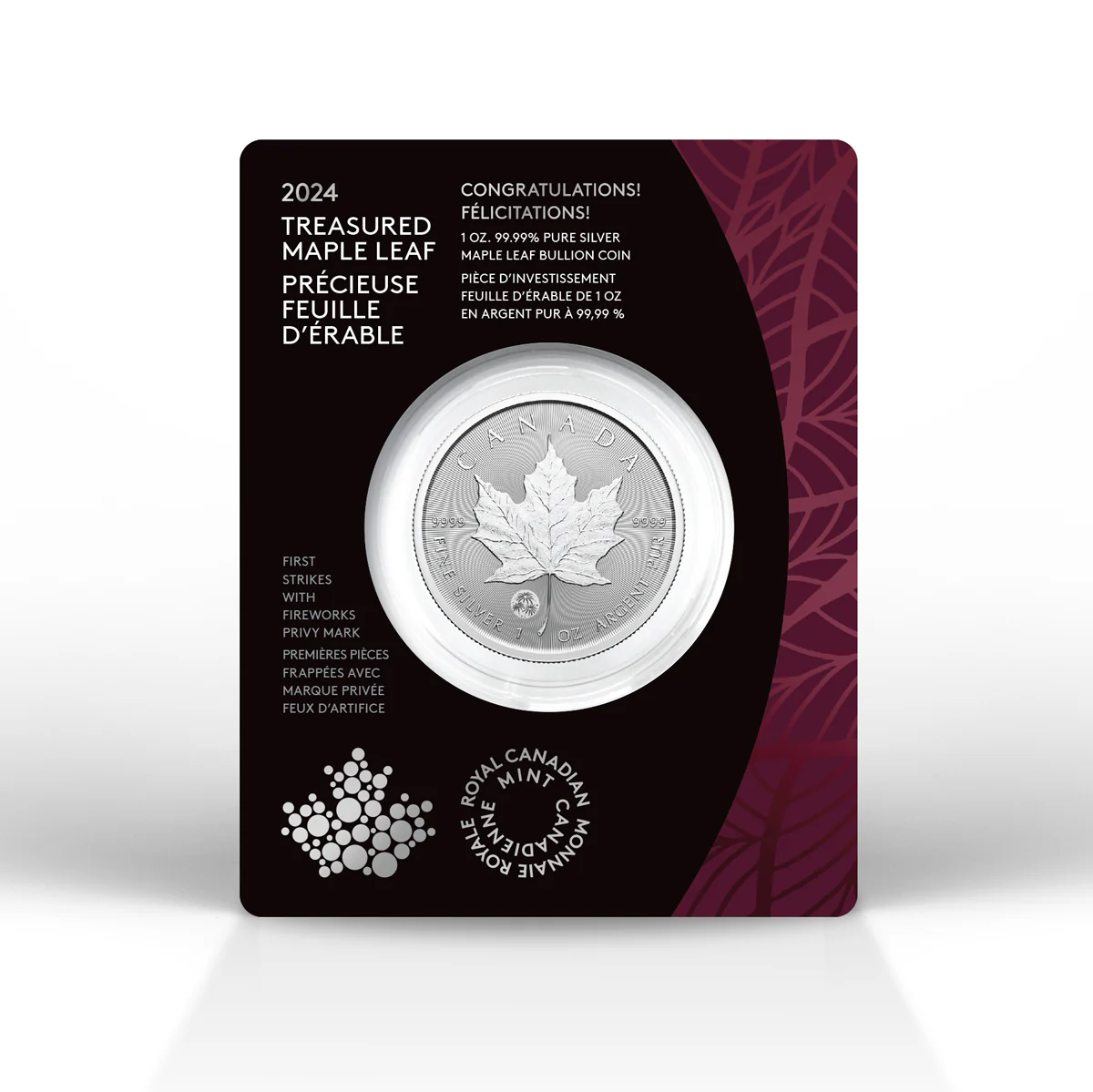 2024 $5 Congratulations Privy Mark Treasured Silver Maple Leaf First Strikes 1oz Silver BU Coin