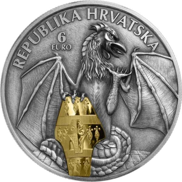 2024 €6 Trsat Dragon 2oz Silver Selective Gilded BU Coin