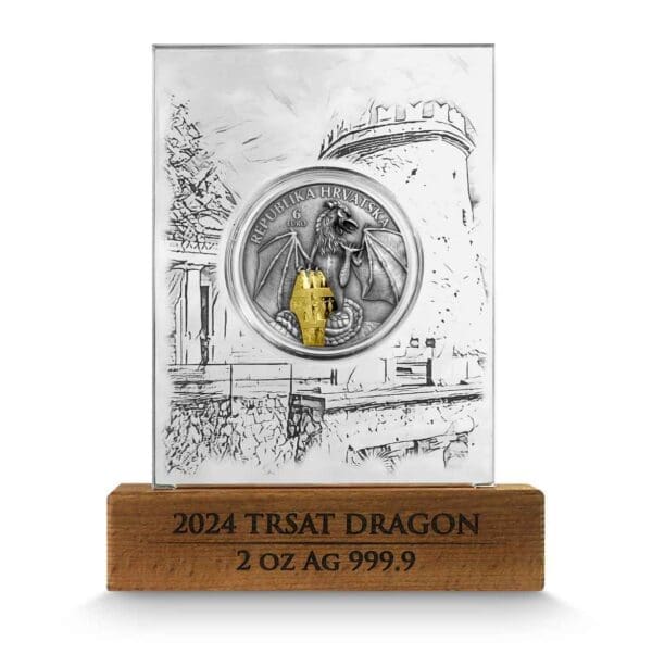 2024 €6 Trsat Dragon 2oz Silver Selective Gilded BU Coin - Image 2