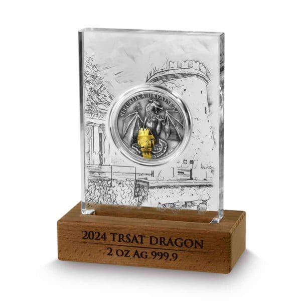 2024 €6 Trsat Dragon 2oz Silver Selective Gilded BU Coin - Image 3