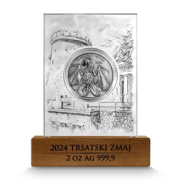 2024 €6 Trsat Dragon 2oz Silver Selective Gilded BU Coin - Image 5