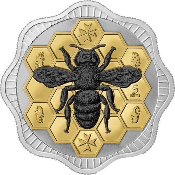 2024 €5 Maltese Bee 1oz Silver Malta BU High Relief Coin