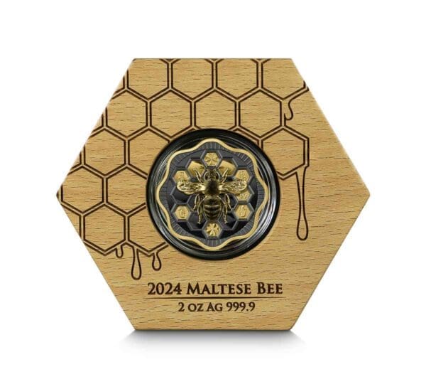 2024 €10 Maltese Bee 2oz Silver Malta BU High Relief Coin - Image 3