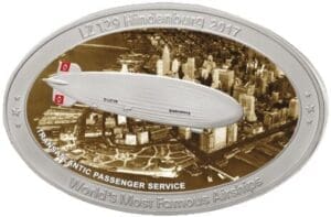 2017 Famous Airships. LZ 129 Hindenburg Silver Plated Zinc Coin