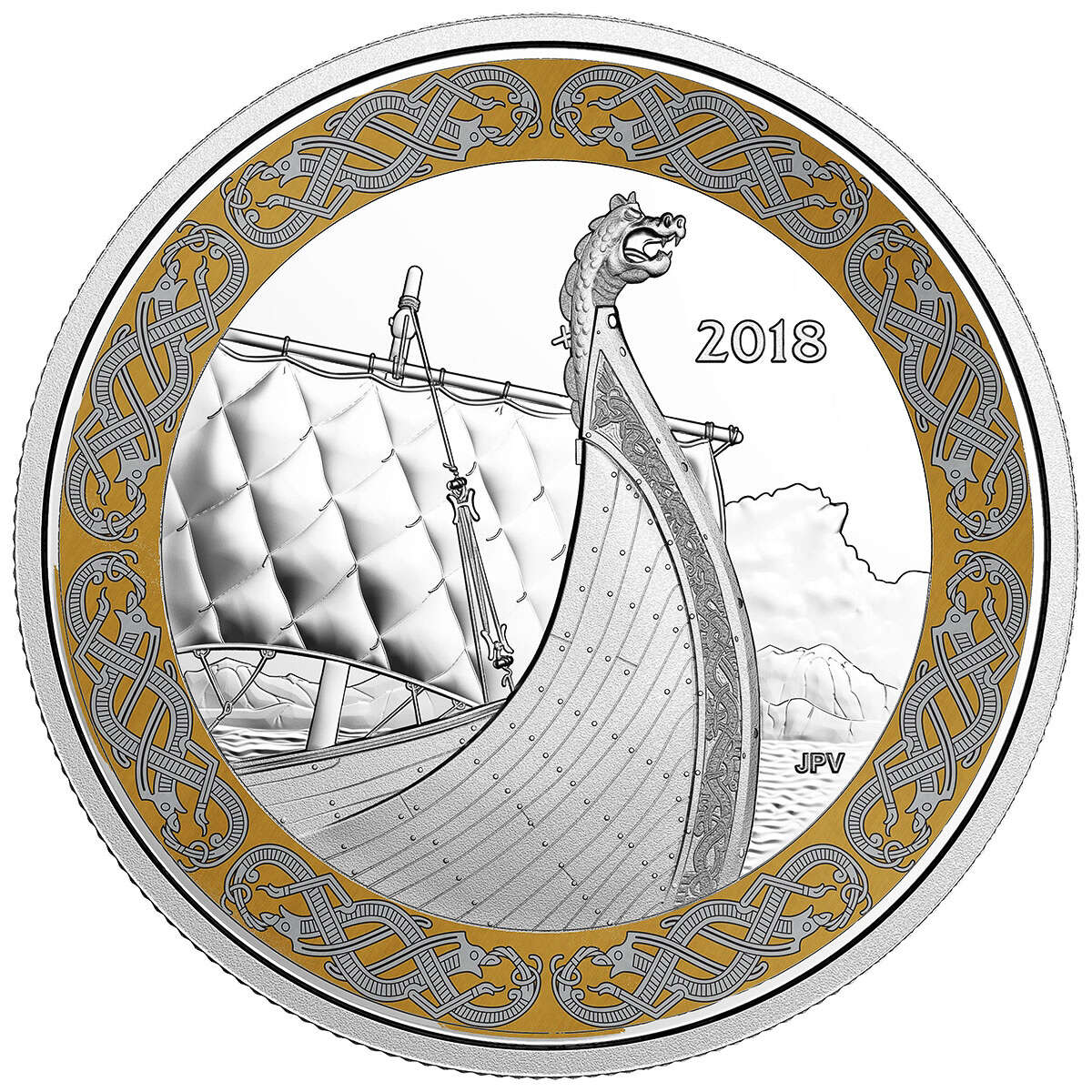 2018 $20 Norse Figureheads The Dragon's Sail Silver Coin