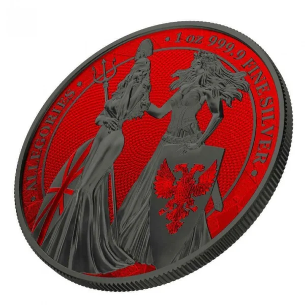 2019 5 Marks The Allegories Britannia Germania Ruthenium & Space Red Silver Coin