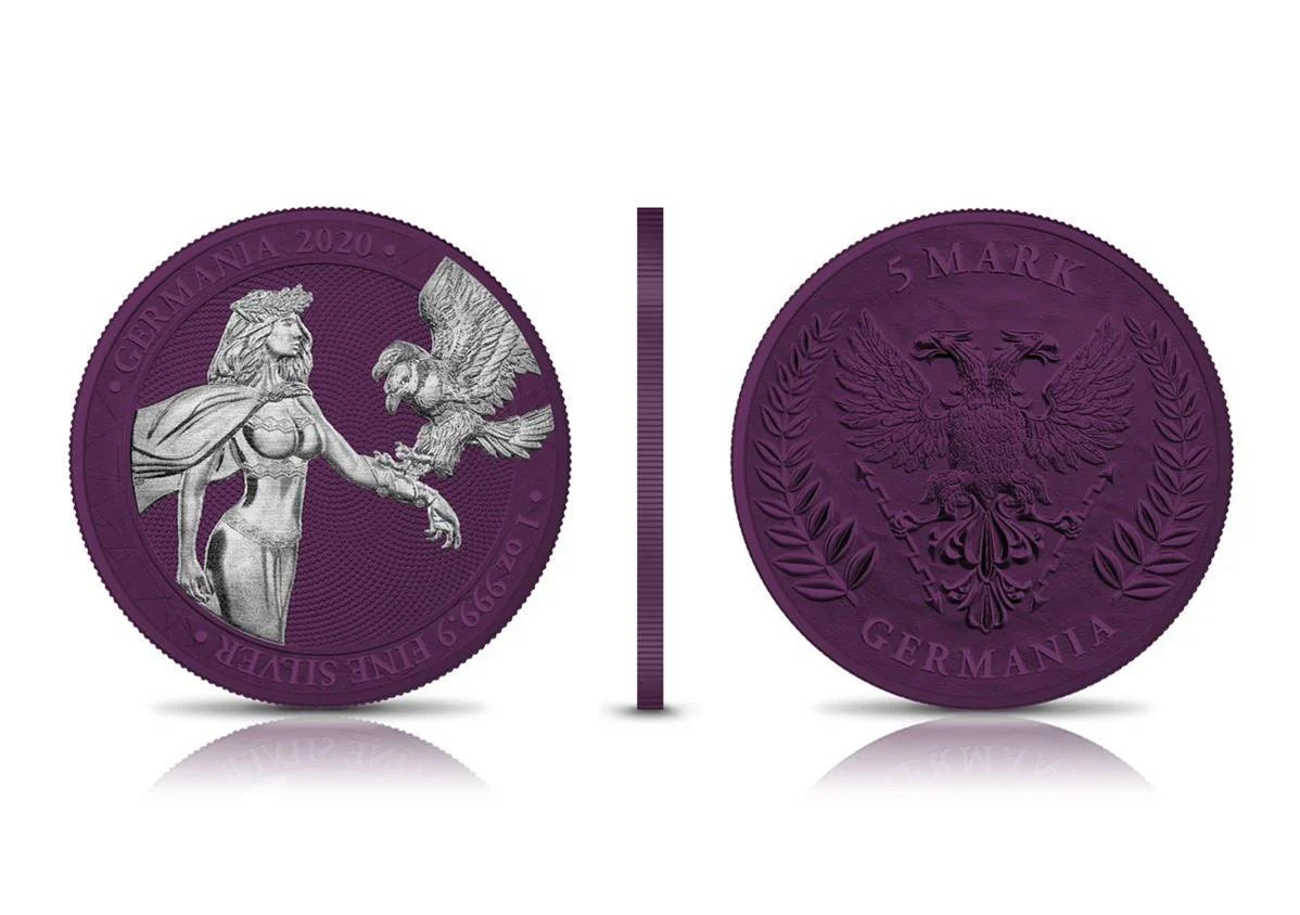 2020 5 The Allegories Columbia Germania 1oz Ruthenium Space Purple Silver Coin