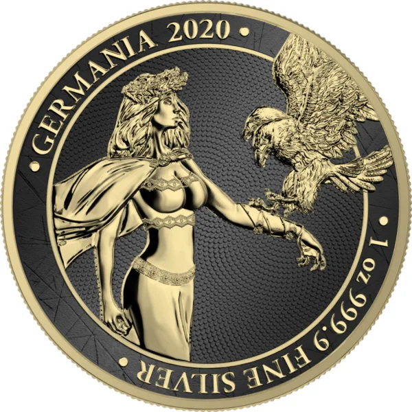 2020 5 Mark Lady Germania Space Black 1oz Colored Silver Coin