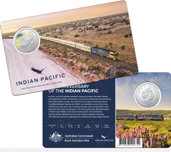 2020 50th Anniversary of the Indian Pacific 50 Cents Australian Coin