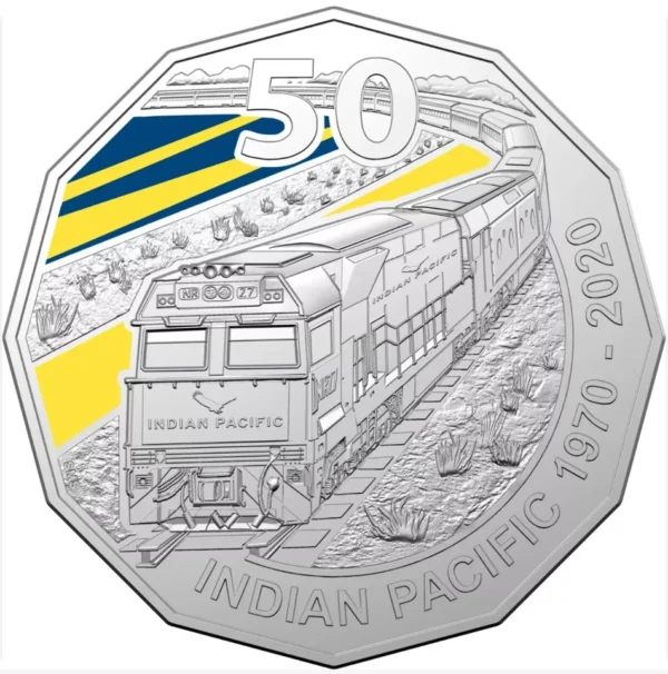 2020 50th Anniversary of the Indian Pacific 50 Cents Australian Coin - Image 2