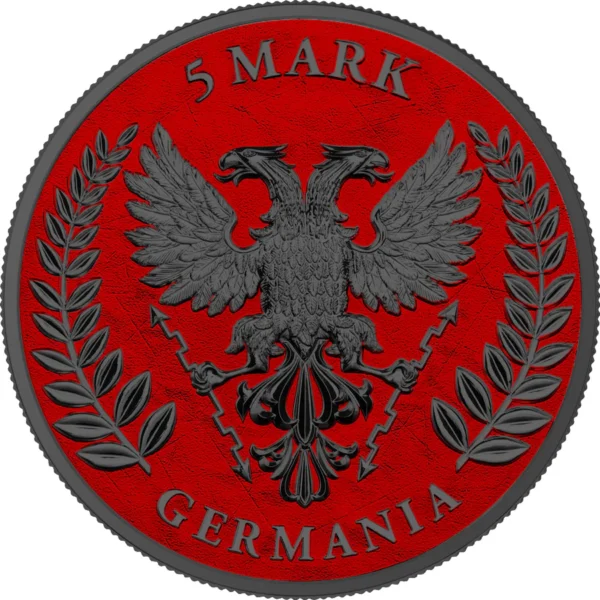 2020 Lady Germania Space Red Ruthenium Edition 1oz Colored Silver Coin - Image 2