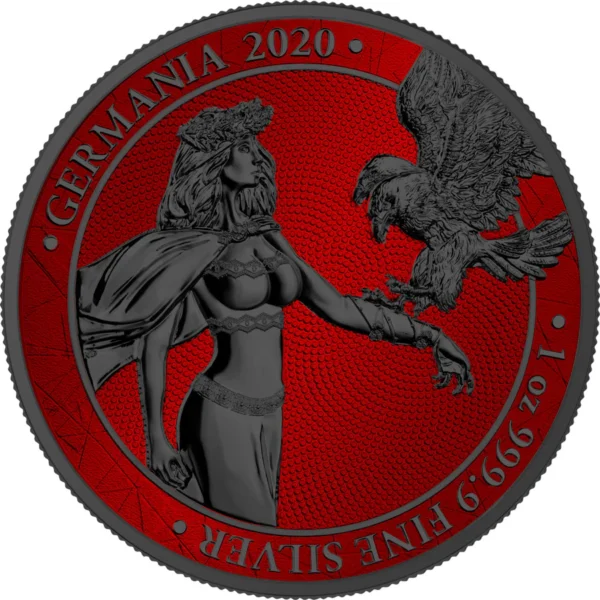 2020 Lady Germania Space Red Ruthenium Edition 1oz Colored Silver Coin