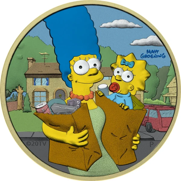 2021 $1 Marge & Maggie Day Coloured & Gilded 1oz Silver Coin