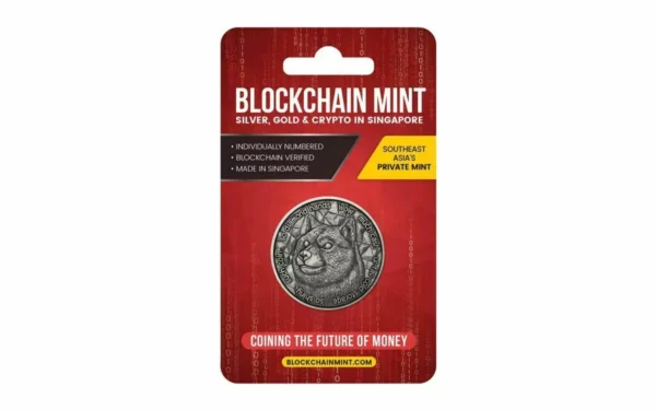 2021 Blockchain Mint DogeCoin Crypto Commemorative 1oz Silver Antiquated Medal