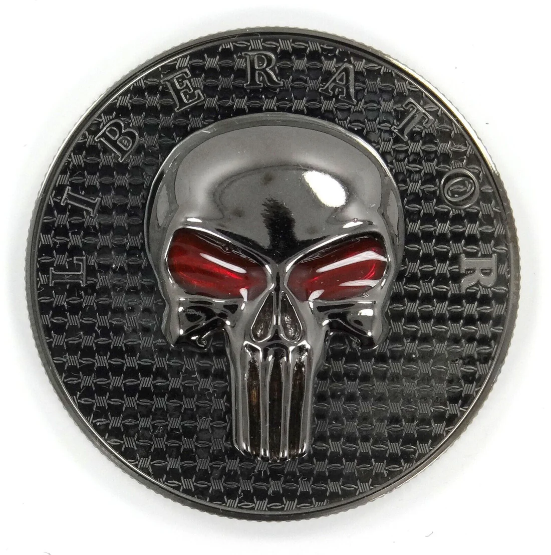 2021 The Liberator The Dark Side Skull Proof Ruthenium Enamel Eyes 1oz Silver Coin