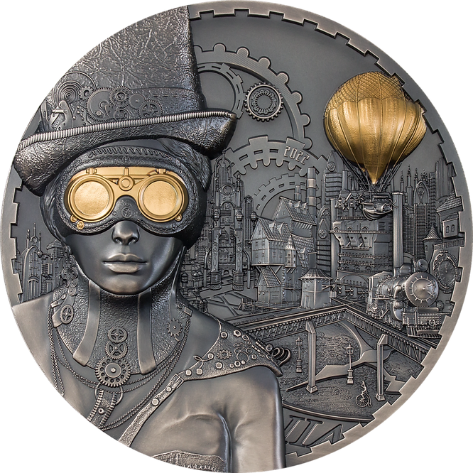 2022 $100 Steampunk Cook Islands 1kg Silver Gilded Coin