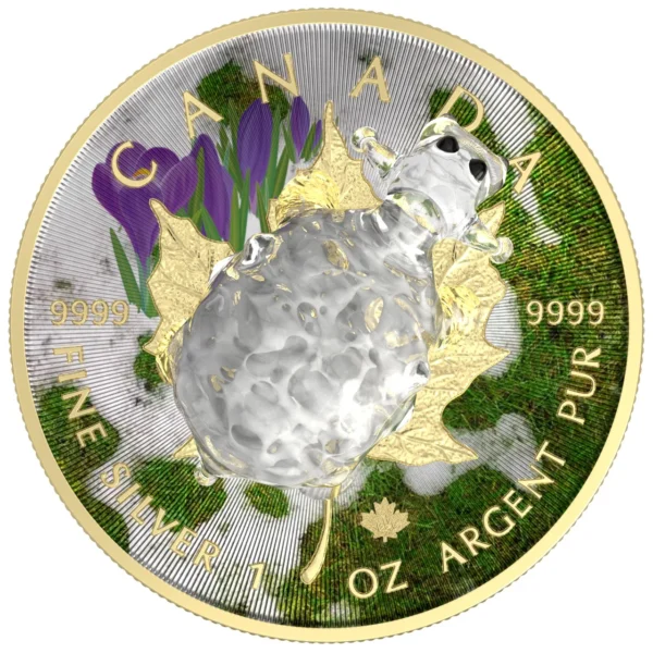 2022 $5 Maple Leaf Murano Collection White Sheep 1oz Silver Coin - Image 4