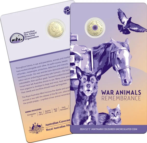 2024 $2 War Animals Remembrance C Mintmark Uncirculated Coin