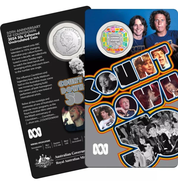 2024 50c Countdown 50th Anniversary Coloured Australian Coin - Image 3