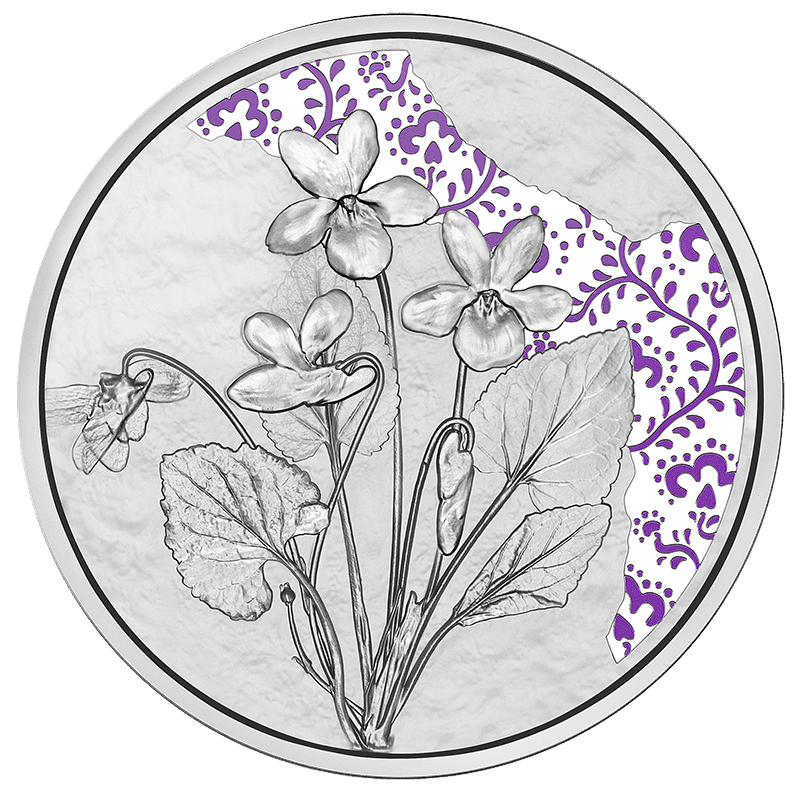 2024 €10 The Language of Flowers Series - Violet Silver Coin