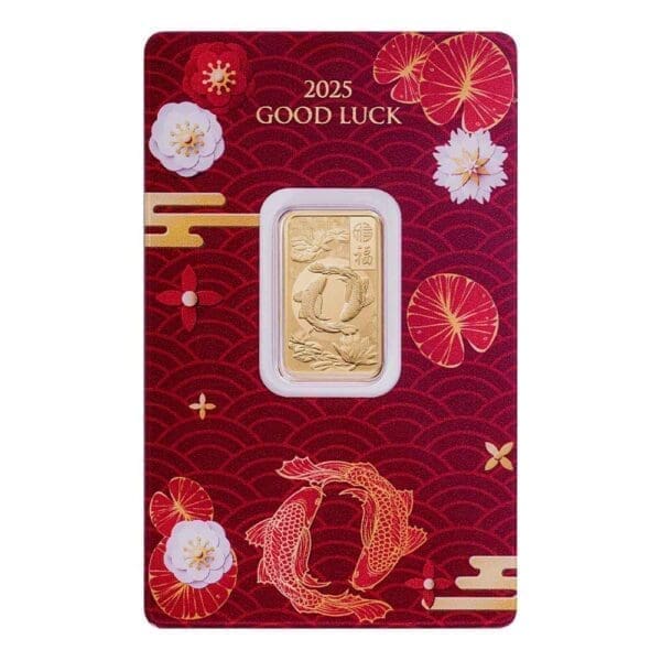 2025 Koi Fish Good Luck 5g 999.9 Pure Fine Gold Minted Bar
