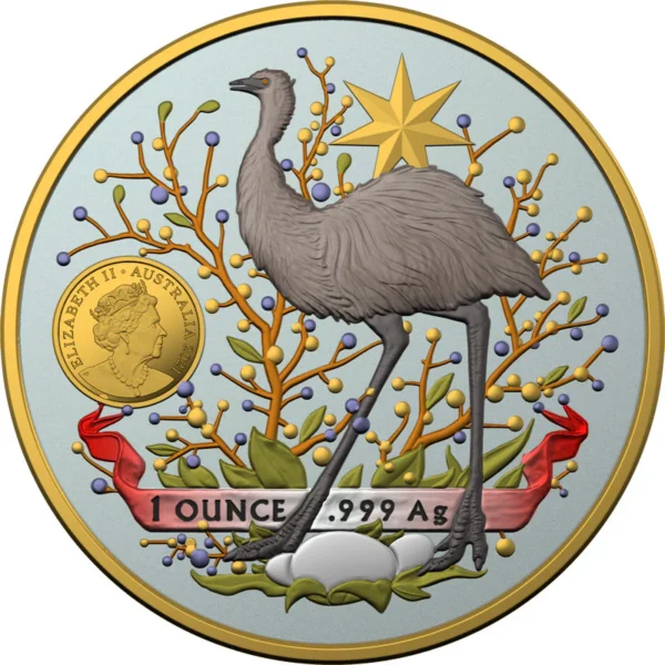 2021 Coat Of Arms Emu & Kangaroo 2 x 1oz Coloured Gilded Silver Coin Set - Image 6