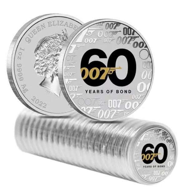 2022 $1 60 Years Of Bond 1oz Silver BU Coloured Coin - Image 3