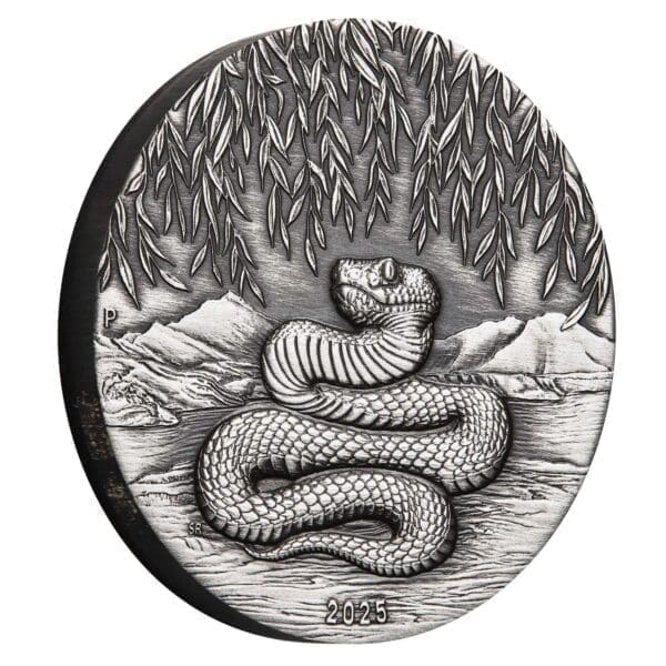 2025 $2 Year of the Snake Australian Lunar Series III 2oz Silver Antiqued Coin