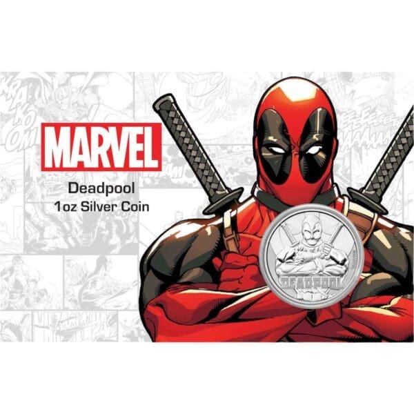 2018 $1 Deadpool™ Marvel Series Tuvalu 1oz Silver BU Carded Coin
