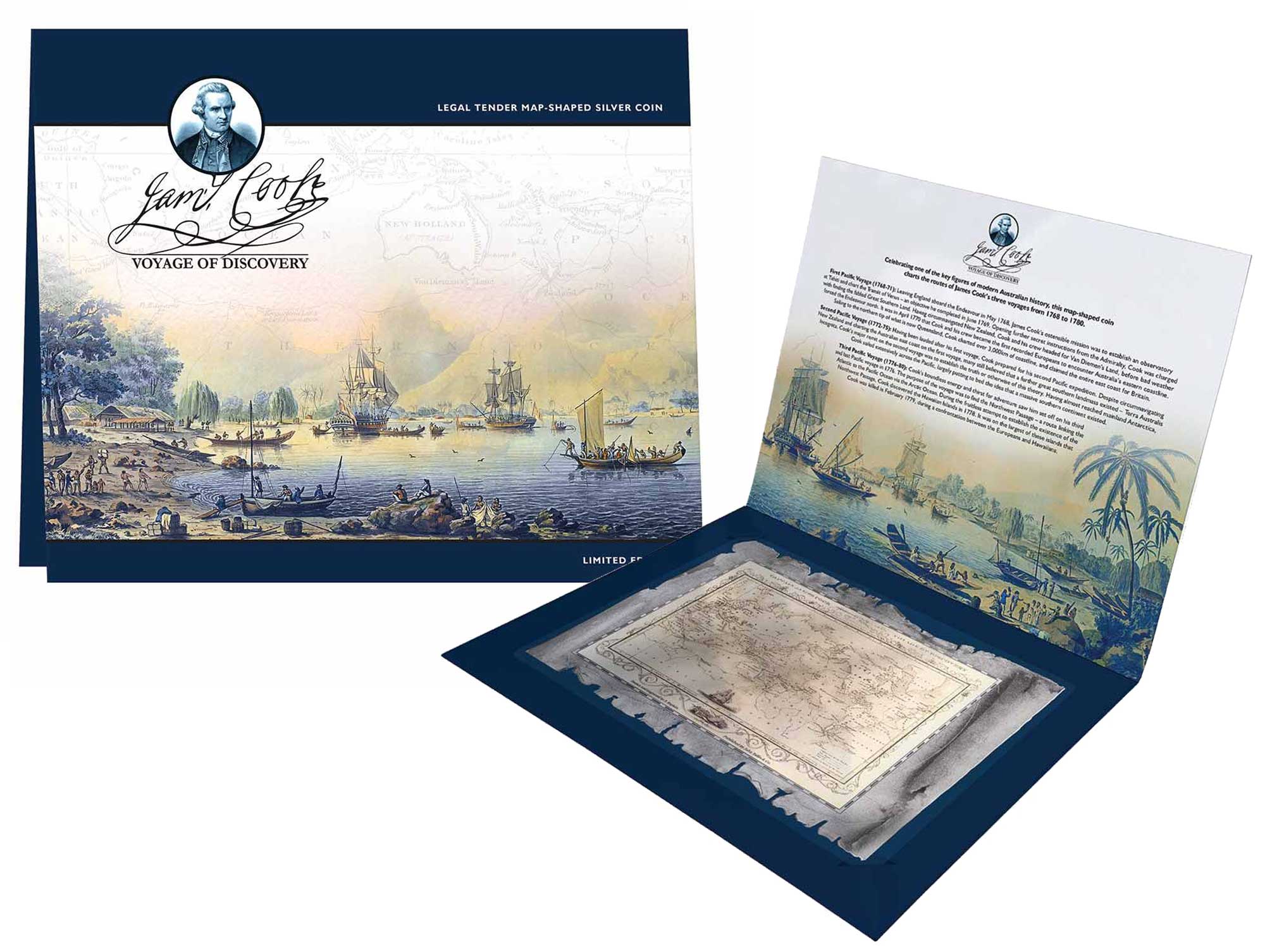 2020 $5 Captain Cook Map Shaped Foil Cook Islands Silver Note