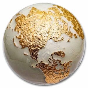 2023 $5 Bright Marble Gilded Spherical Earth 3oz Silver Coin