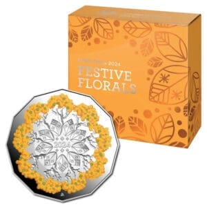 2024 50c Christmas Festive Florals Coloured Fine Silver Proof Coin