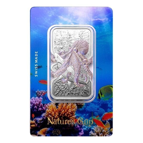 2025 $2 Nature’s Grip Giant Octopus 1oz Silver Bar In Assay Card - Image 2