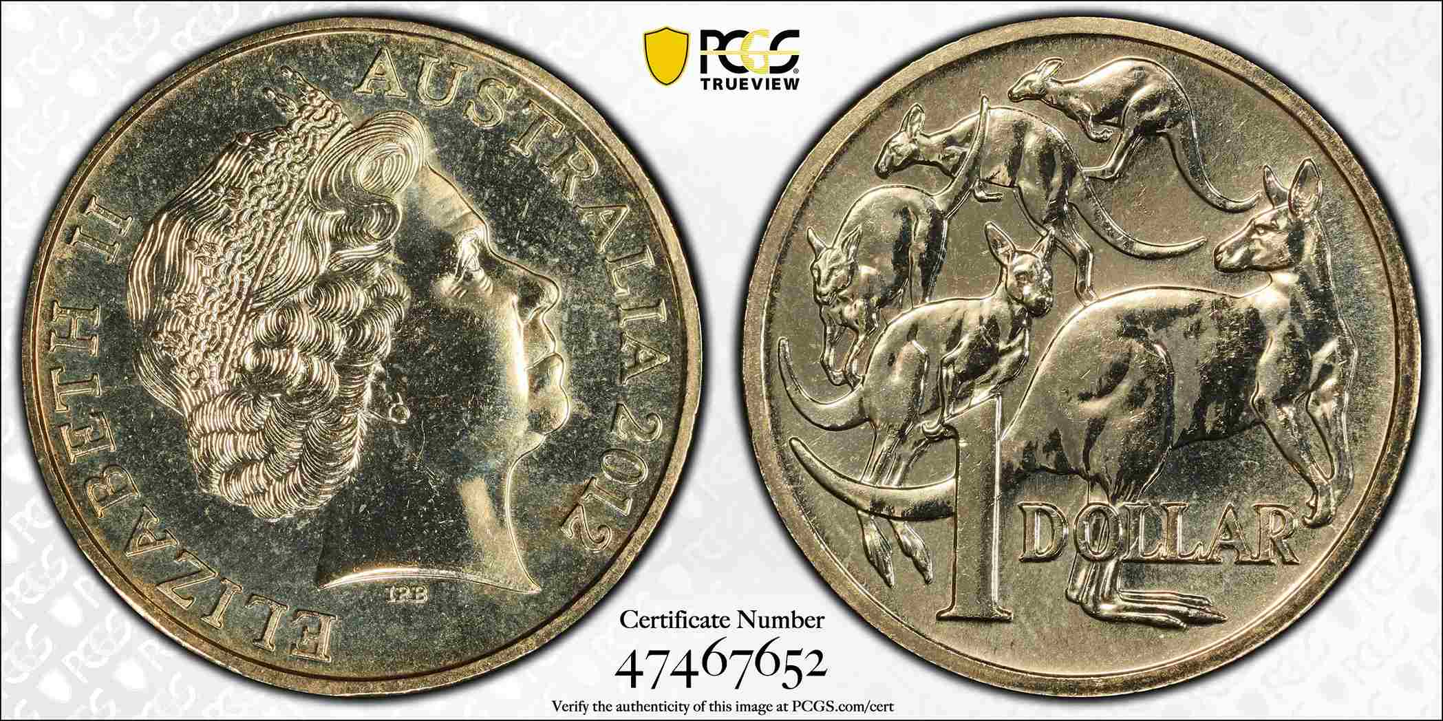 MS66 2012 $1 Mob Of Roos Australian PCGS Coin